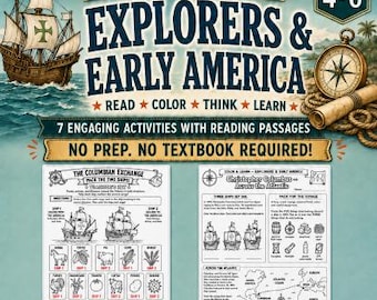Age of Exploration Activities | Columbus, Roanoke & Mayflower l Early American History l No Prep l No textbook needed 7 Activities