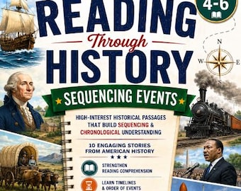 No Prep Reading Through U.S. History: Sequencing Events | 10 High-Interest Passages | Grades 4-6