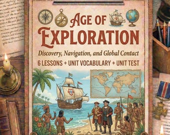 Keine Prep. Druckbereit. HS Age of Exploration Einheit. 6 Lektionen + Einheit Vokabeln + Einheit Quiz. Kein Lehrbuch nötig.