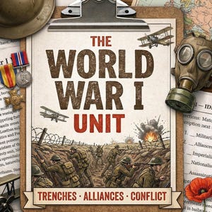 Ready to Print. Ready to Use. HS US or World History. World War I Unit | 4 Lessons + Vocabulary + Unit Quiz. No textbook needed