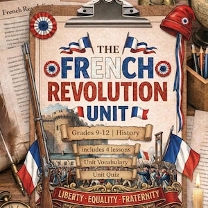 Keine Prep. Drucken und los. ST Französische Revolution Einheit/Napoleon Einheit | 4 Lektionen + Vokabeln + Einheit Quiz Kein Lehrbuch erforderlich. Homeschool Einheit