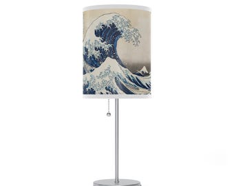 Hokusai&#39;s Great Wave Off Kanagawa, Table Lamp, Standing Lamp, US|CA Plug, Asian Home Decor, Oriental Lighting, Japanese Landscape,