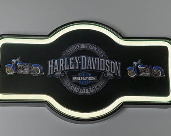 Harley-Davidson LED Neon Sign: 17" x 10" Motorcycle Wall Light, Garage Decor