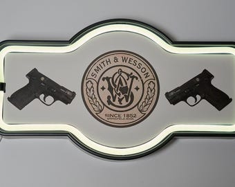 Smith & Wesson LED Neon Sign 17" x 10" Wall Light Man Cave Decor