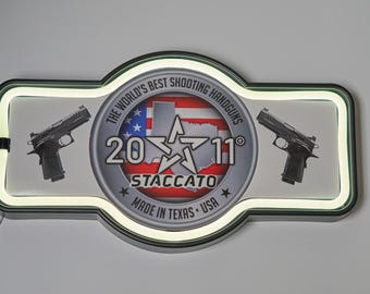 Staccato Firearms LED Neon Sign 17" x 10" Wall Light Man Cave Garage Display