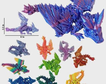 TY1202 3D Printed Winged Dragon Figure 1.5" x 6" Wholesale Lot of 60 Pieces