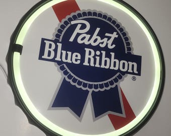 Pabst Blue Ribbon LED Neon Sign 12” Round Beer Bar Wall Light Man Cave Decor Garage Gift Idea PBR Neon Sign