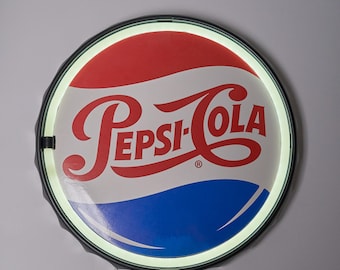Pepsi-Cola LED Neon Sign: 12" Round Retro Wall Decor
