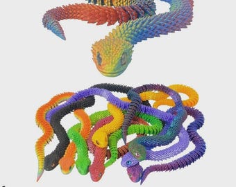 TY1209 3D Printed Snake 20.5" Flexible Model Wholesale Lot of 72 Assorted Colors