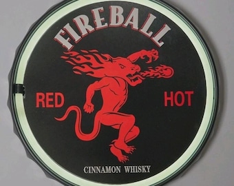 Fireball Whisky LED Neon Sign – 12" Round Bar Wall Decor