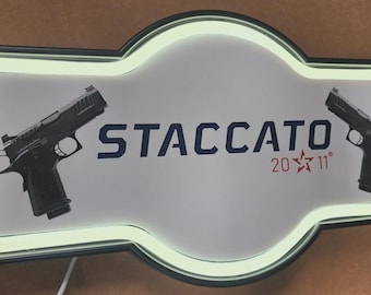 Staccato Firearms LED Neon Light Sign Set (17" x 10") Man Cave Garage Decor