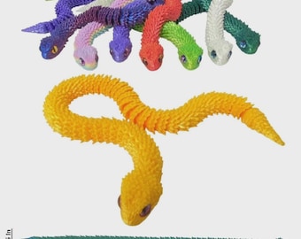 TY1208 3D Printed Snake Figure 11.75" Toy Wholesale Lot of 72 Assorted Colors