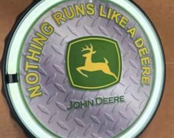 John Deere LED Neon Sign 12" Round Wall Light Garage Decor