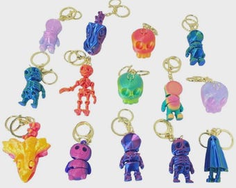 TY1188 3D Printed Assorted Keychains Wholesale Box Lot 6 Boxes 120 Pieces total