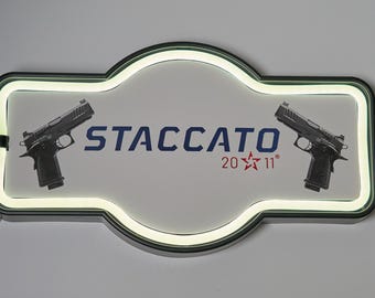 Staccato Firearms LED Neon Sign 17" x 10" Wall Light Man Cave Decor
