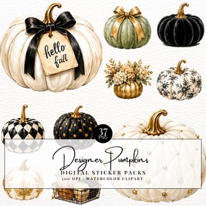 Designer Pumpkins Digital Sticker Pack | Seasonal Clipart for GoodNotes and Personal Planners