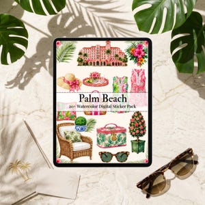 Palm Beach Digital Sticker Pack, Tropical Clipart for Goodnotes and Notability