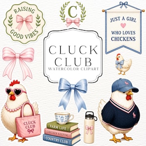 Preppy Chicken Digital Sticker Pack | Cartoom Clipart | For GoodNotes, Notion & Personal Planners