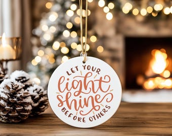 Matthew Bible Verse Ornament: Orange & Brown Christmas Decor