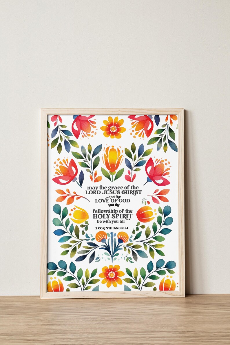Floral Christian Scripture Art Print – 2 Corinthians 13:14 - Etsy
