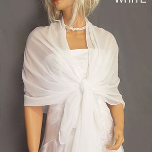 Chiffon pull thru wrap wedding shawl scarf sheer cover up long evening shrug prom stole bridal toper CW201 AVL in white and 6 other colors