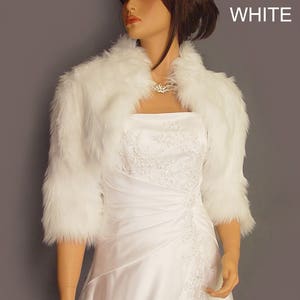 White fluffy bolero jacket clearance