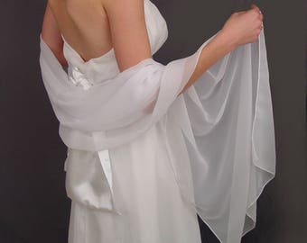Chiffon bridal wrap wedding shawl scarf sheer prom bridesmaid evening cover up long shrug stole CW200 AVL IN white and 11 other colors