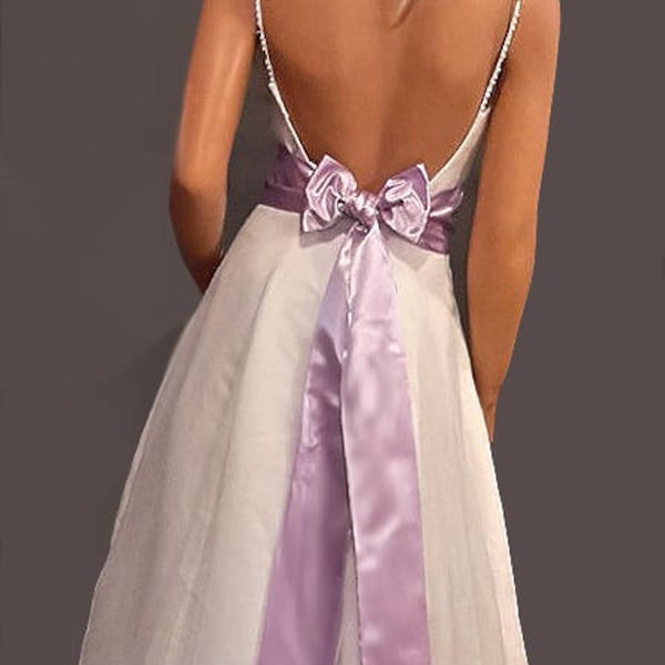 Satin wedding sash bridal belt prom evening pageant tie bridesmaid belt SSH100 AVL IN lilac purple and 18 other colors CHOOSE Length & Width