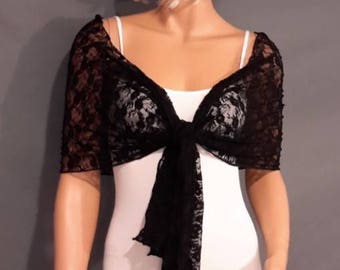 Pull en dentelle à travers la mariée Wrap mariage châle écharpe couvrez-vous de long Sheer Prom soirée haussement d’épaules volé LW300 disponible en noir et 6 autres couleurs