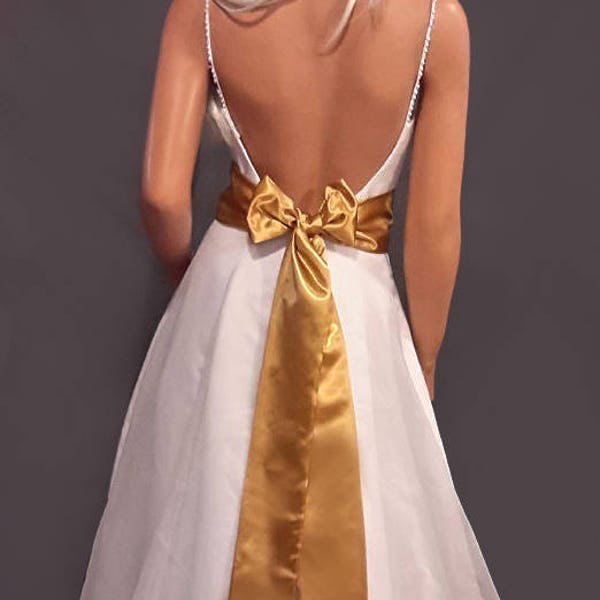 Satin wedding sash bridal belt prom evening pageant tie bridesmaid belt SSH100 AVL IN gold and 18 other colors CHOOSE Length & Width