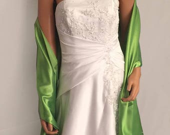 Satin Warp Versatile Scarf Shawl Bridal Stole Wedding Silky Shrug for Womens Evening Prom Party Two Styles