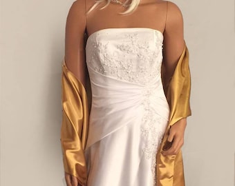 Satin wrap wedding shawl scarf bridal sash bridesmaid cover up shrug stole prom evening long wrap SW100 AVL IN gold and 18 other colors