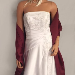 Satin wrap wedding shawl scarf bridal sash bridesmaid cover up shrug stole prom evening long wrap SW100 AVL IN dark red and 18 other colors