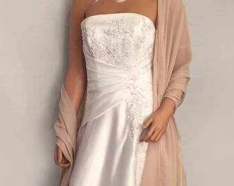 Chiffon bridal wrap wedding shawl scarf sheer prom bridesmaid evening cover up long shrug stole CW200 AVL IN champagne and 11 other colors