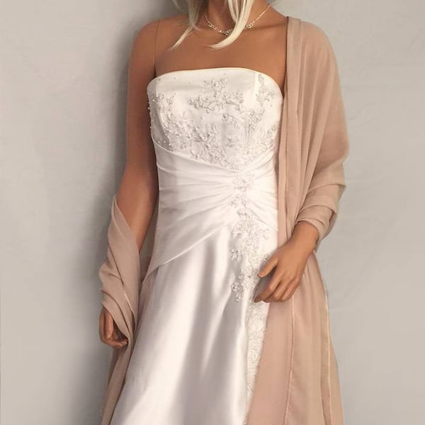 Chiffon bridal wrap wedding shawl scarf sheer prom bridesmaid evening cover up long shrug stole CW200 AVL IN champagne and 11 other colors