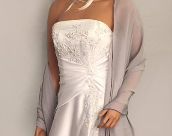 Chiffon bridal wrap wedding shawl scarf sheer prom bridesmaid evening ball cover up shrug stole CW200 AVL IN silver gray and 11 other colors