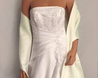 Satin wrap wedding shawl scarf bridal sash bridesmaid cover up shrug stole prom evening long wrap SW100 AVL IN ivory and 18 other colors