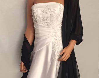 Chiffon bridal wrap wedding shawl scarf sheer prom bridesmaid evening ball cover up long shrug stole CW200 AVL IN black and 11 other colors