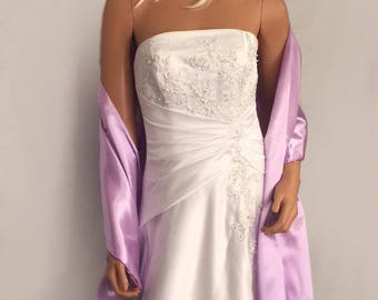 Satin wrap wedding shawl scarf bridal sash bridesmaid cover up shrug stole prom evening long SW100 AVL IN lilac purple and 18 other colors