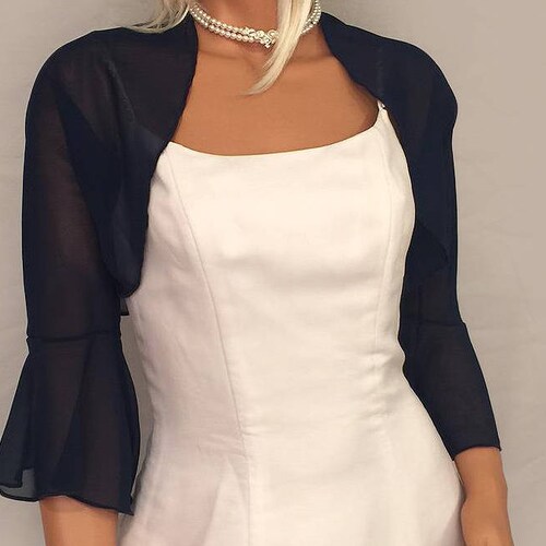 Chiffon Bolero Jacket 3/4 Bell Sleeve 