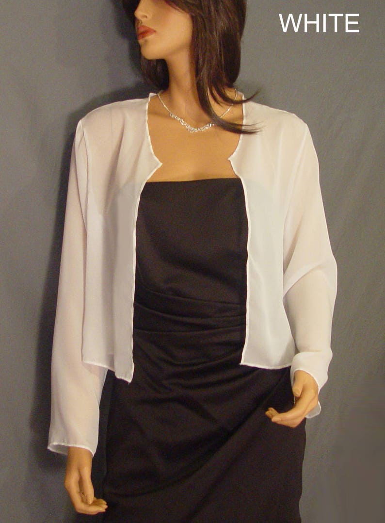 Chiffon Bolero Shrug With Long Sleeves Hip Length Jacket Etsy