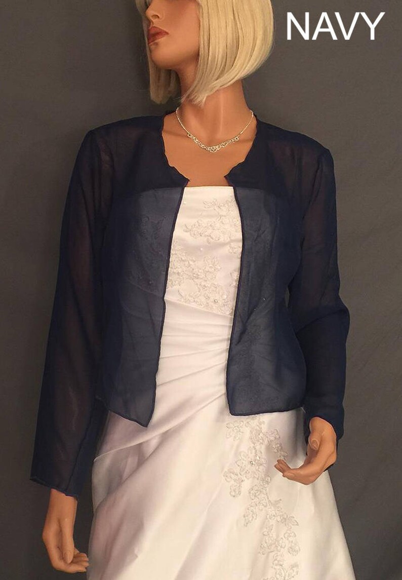 Chiffon Bolero Shrug With Long Sleeves Hip Length Jacket Etsy