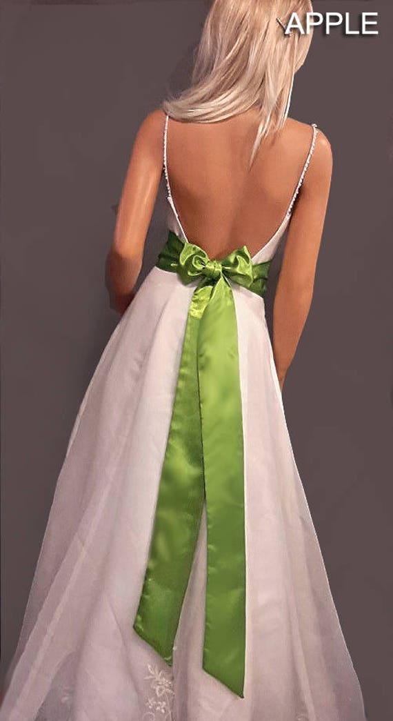 Satin Wedding Sash Bridal Belt Prom Evening Pageant Tie Bridesmaid Belt SSH100 AVL IN Apple Green and 18 Other Colors CHOOSE Length Width Etsy