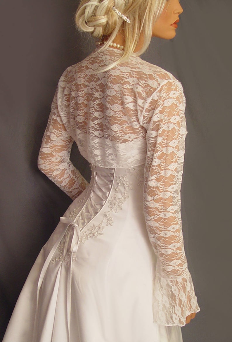 Long Bell sleeve Lace bolero jacket shrug wedding bridal