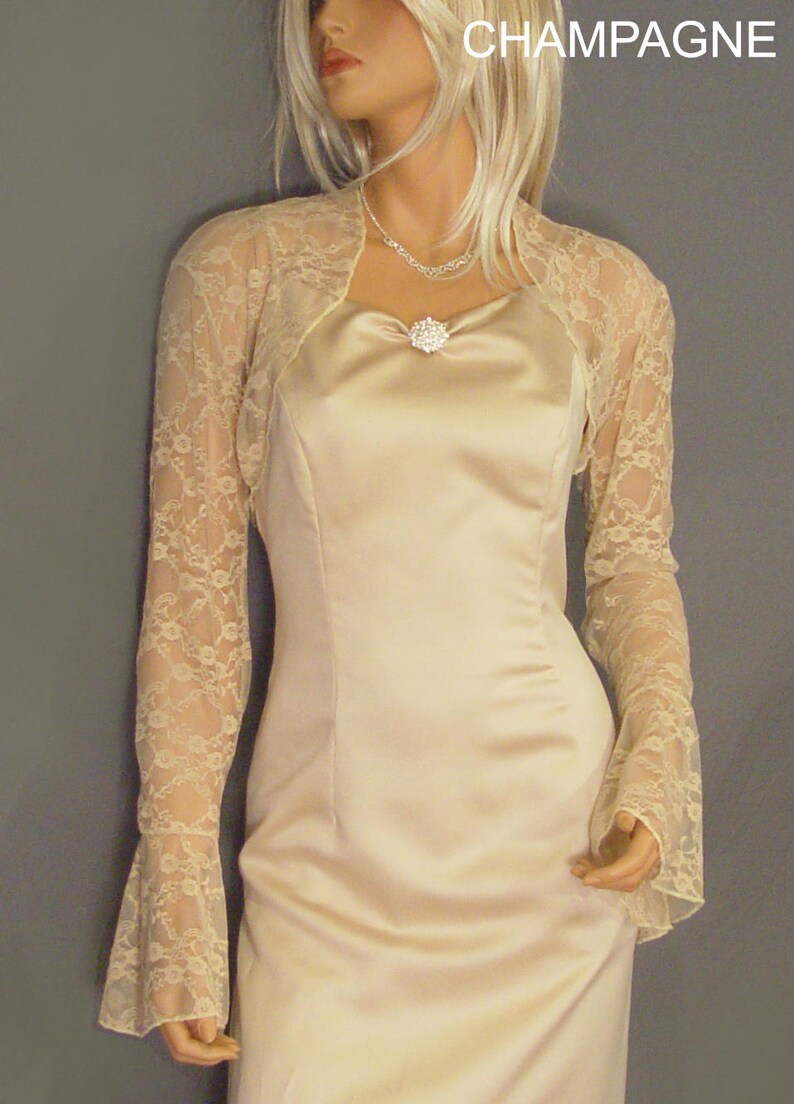 Long Bell Sleeve Lace Bolero Jacket Shrug Wedding Bridal Wrap Etsy