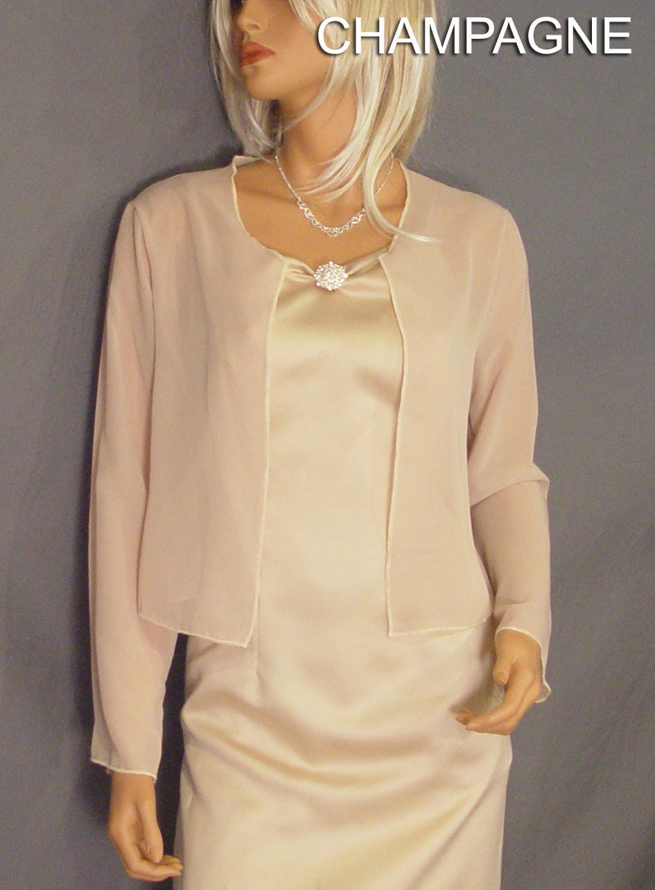 Chiffon Bolero Shrug With Long Sleeves Hip Length Jacket Etsy UK