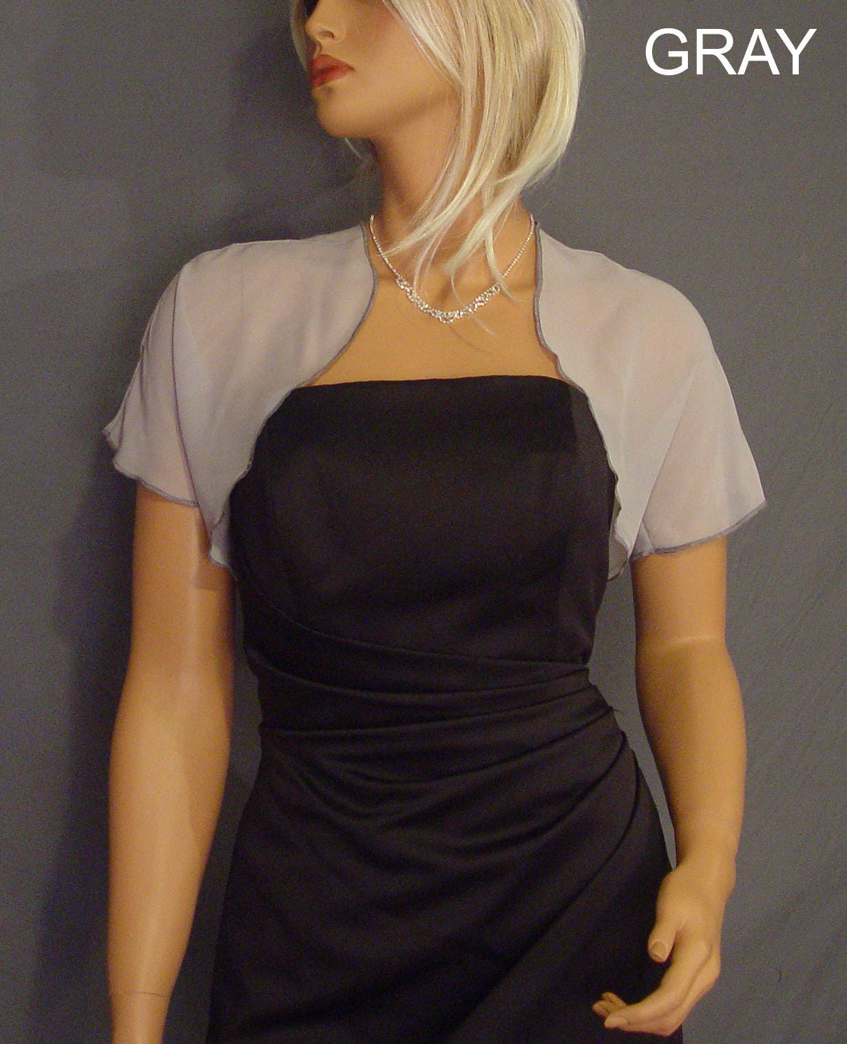 Silver chiffon bolero deals
