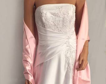 Satin wrap wedding shawl scarf bridal sash cover up long shrug stole prom evening long wrap SW100 AVL IN baby pink and 18 other colors