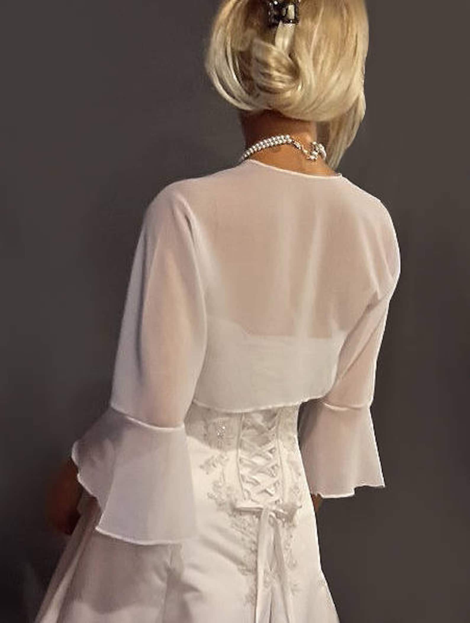 Chiffon Bolero Jacket 3/4 Bell Sleeve Shrug Wedding Wrap Etsy