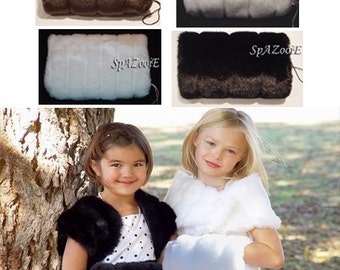 CHILD size fur hand muff warmer flower girl muff bridal CHOOSE COLOR (white, ivory, black or brown) mink fur